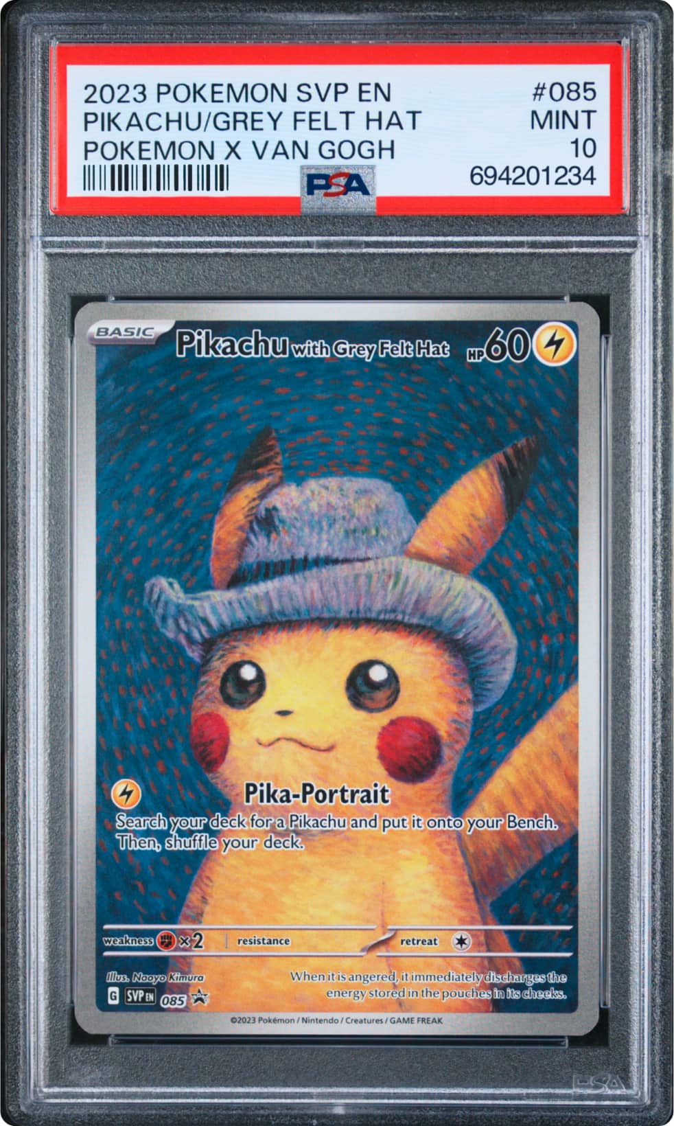 PSA 10 graded Pikachu with Grey Felt Hat Pokémon card
